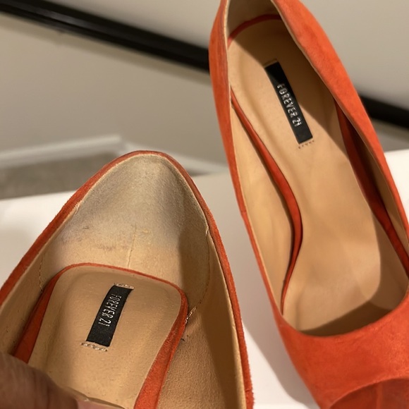 Forever 21 Cobalt Orange Suede Open Toe Pumps - Picture 10 of 12
